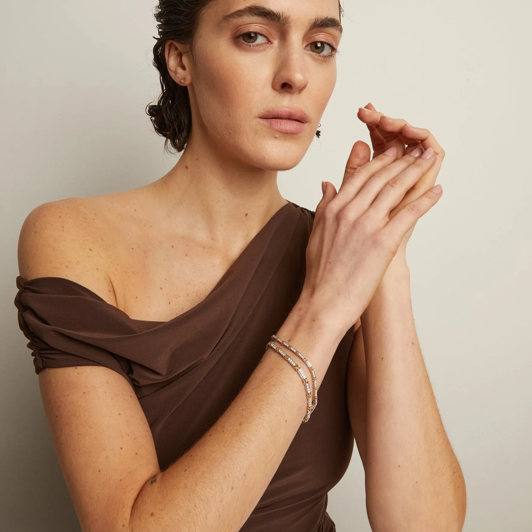 Mini Lab Grown Diamond X Tennis Bracelet sold by Aurate product image thumbnail 5