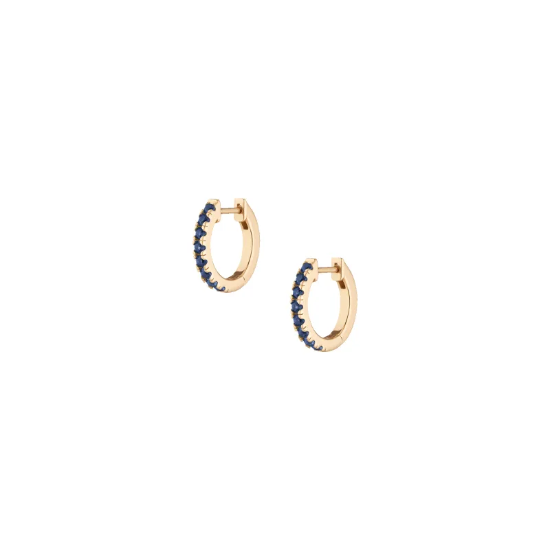 Lab Grown Blue Sapphire Huggie Earrings sold by Aurate