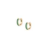 Lab Grown Green Emerald Baguette Huggie Earrings sold by Aurate