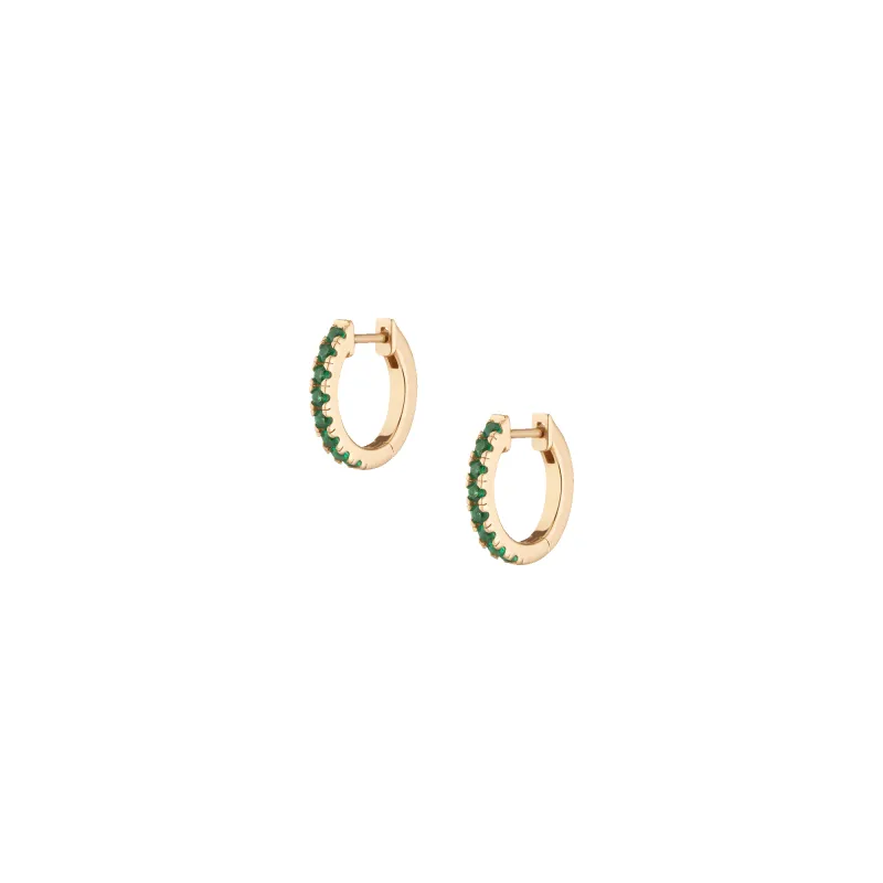 Lab Grown Green Emerald Huggie Earrings sold by Aurate