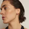 Lab Grown Red Ruby Baguette Huggie Earrings sold by Aurate