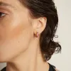 Lab Grown Red Ruby Baguette Huggie Earrings sold by Aurate
