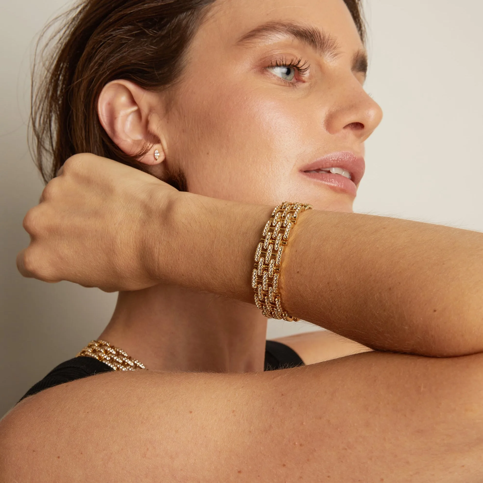 Lab Grown White Sapphire Panther Chain Link Bracelet sold by Aurate product image thumbnail 4