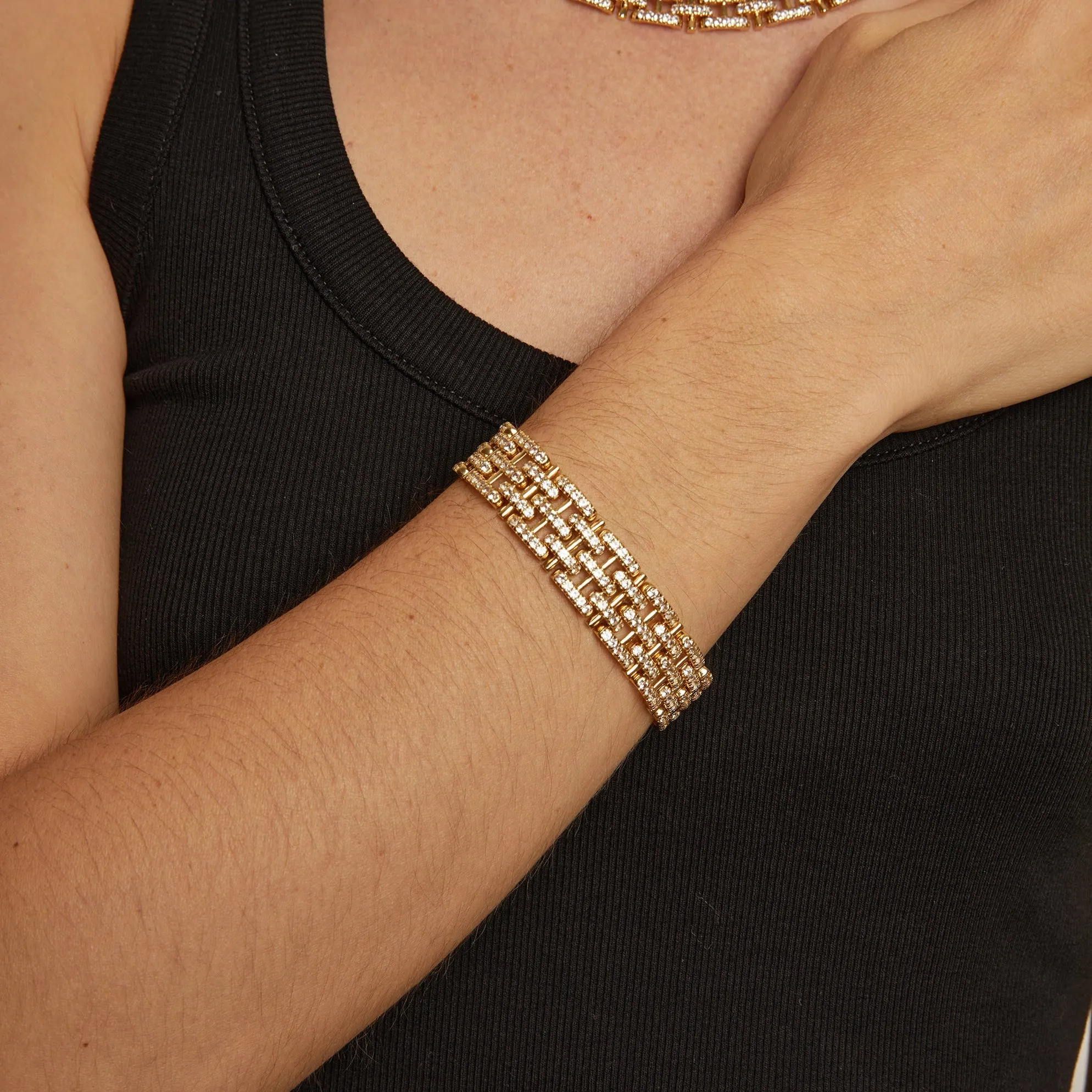 Lab Grown White Sapphire Panther Chain Link Bracelet sold by Aurate product image thumbnail 3