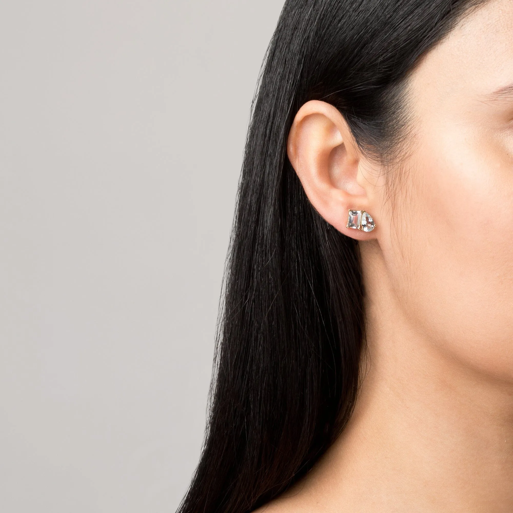 Toi et Moi Gemstone Classic Earring - White Topaz & Blue Sapphire sold by Aurate product image thumbnail 4