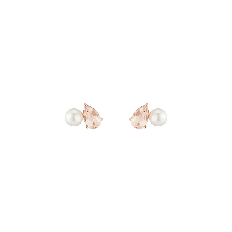 Pearl Toi et Moi Earrings - Morganite sold by Aurate