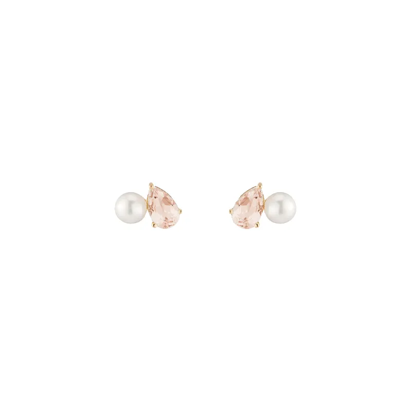 Pearl Toi et Moi Earrings - Morganite sold by Aurate