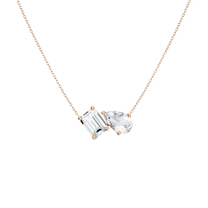 Toi et Moi Gemstone Heirloom Necklace - Amethyst & White Topaz sold by Aurate