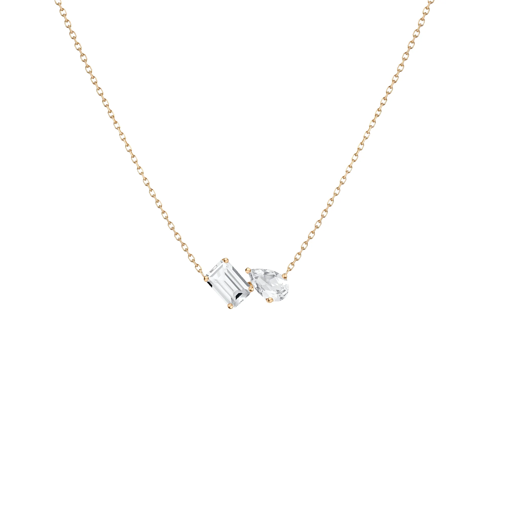 Toi et Moi Gemstone Mini Heirloom Necklace - Green Emerald & Citrine sold by Aurate