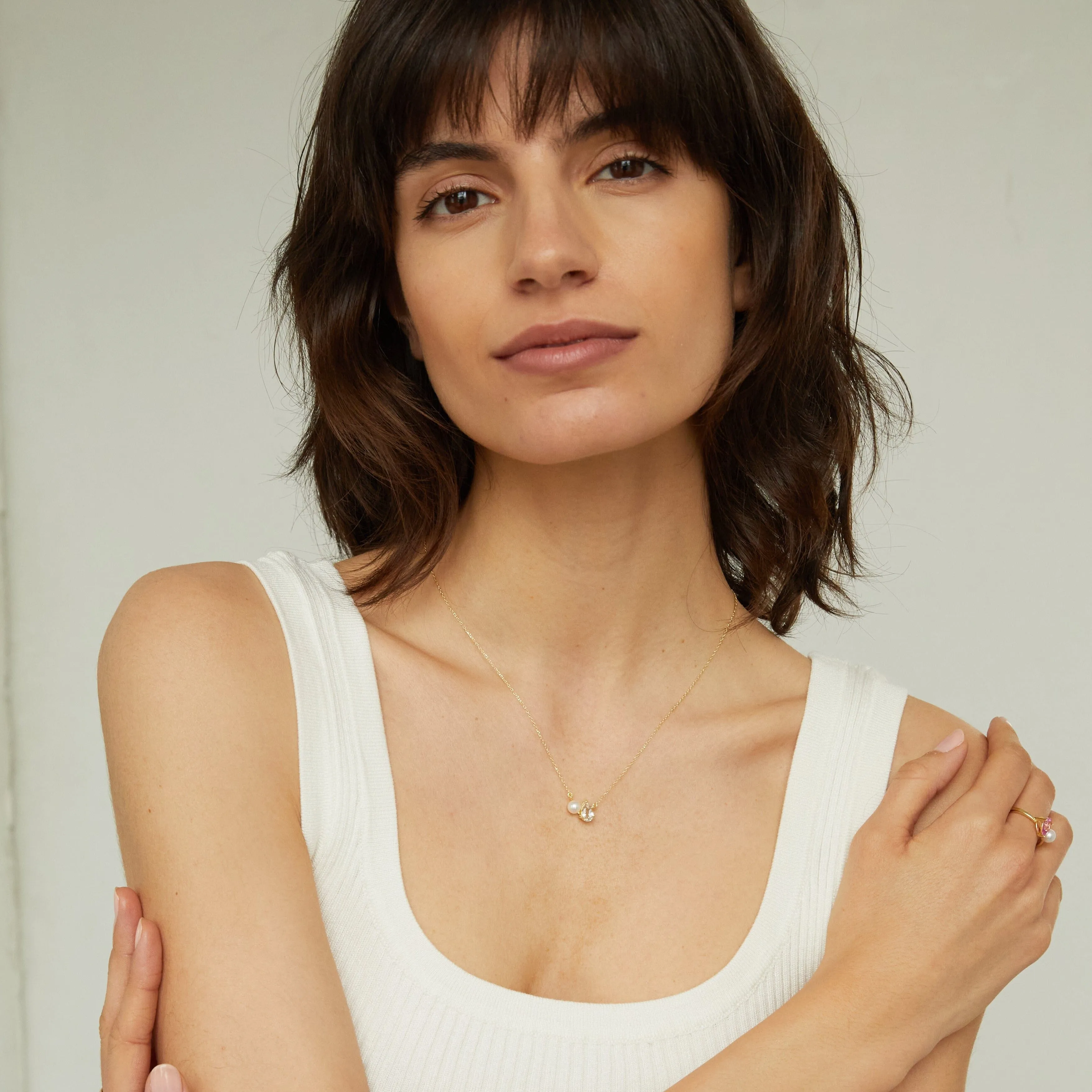 Pearl Toi et Moi Necklace - Green Emerald sold by Aurate product image thumbnail 2