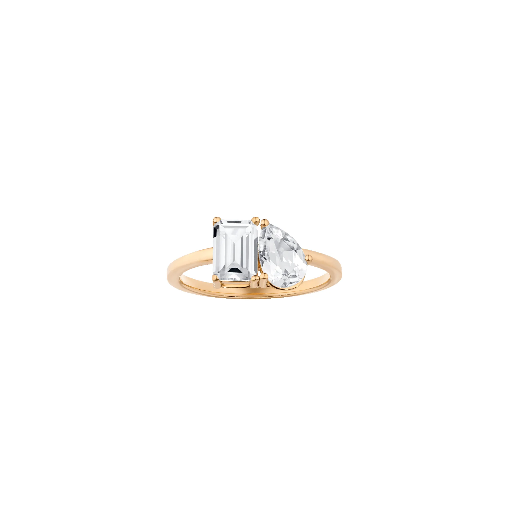 Toi et Moi Gemstone Classic Ring - Green Emerald & Aquamarine sold by Aurate