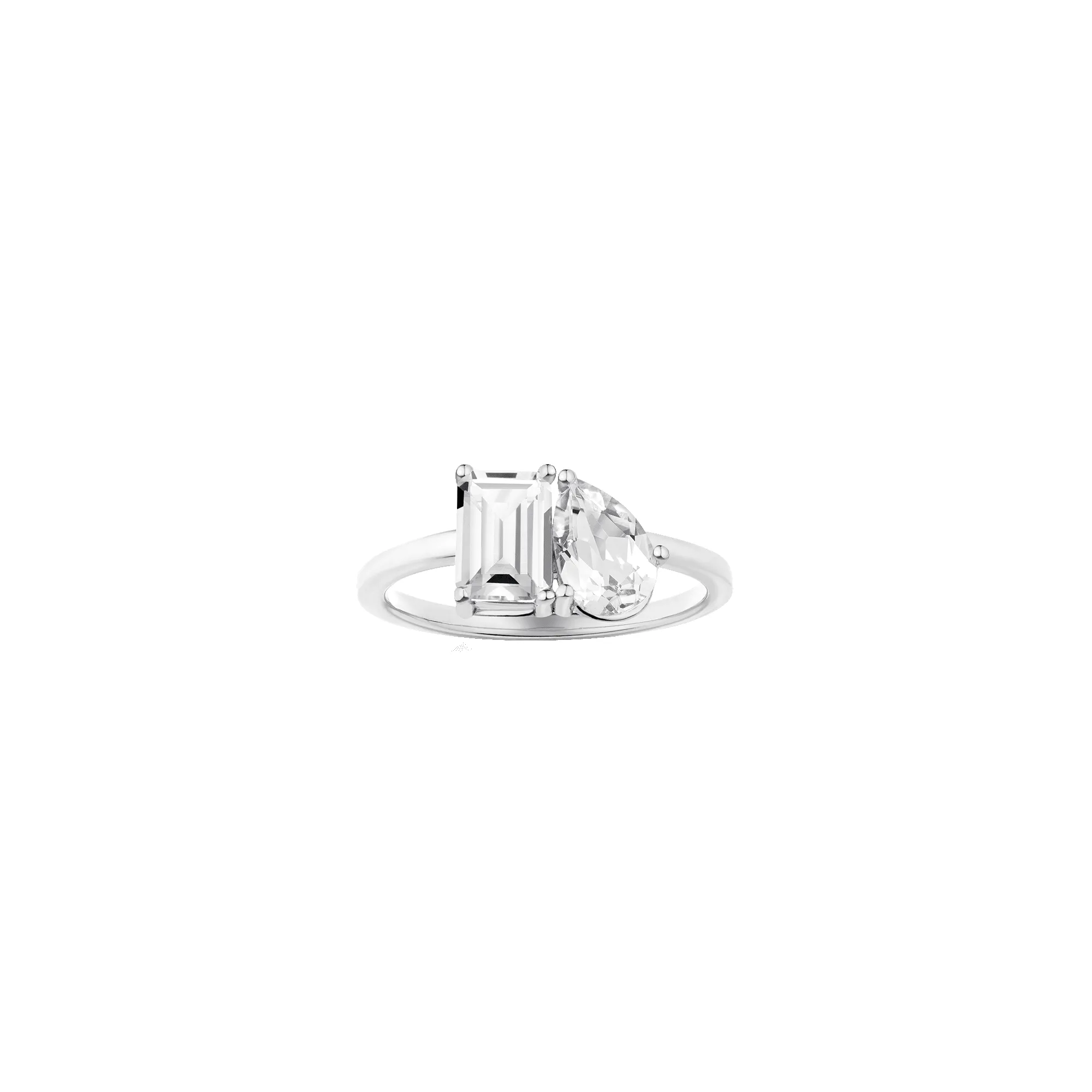 Toi et Moi Gemstone Classic Ring - White Topaz & Aquamarine sold by Aurate