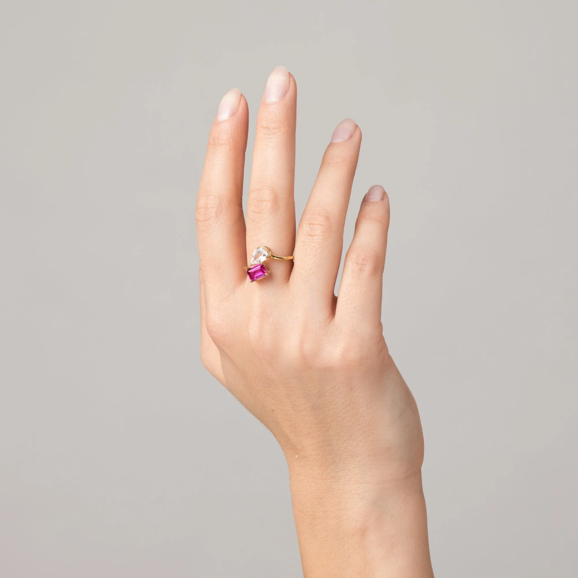 Toi et Moi Gemstone Heirloom Ring - Green Emerald & Red Ruby sold by Aurate product image thumbnail 4