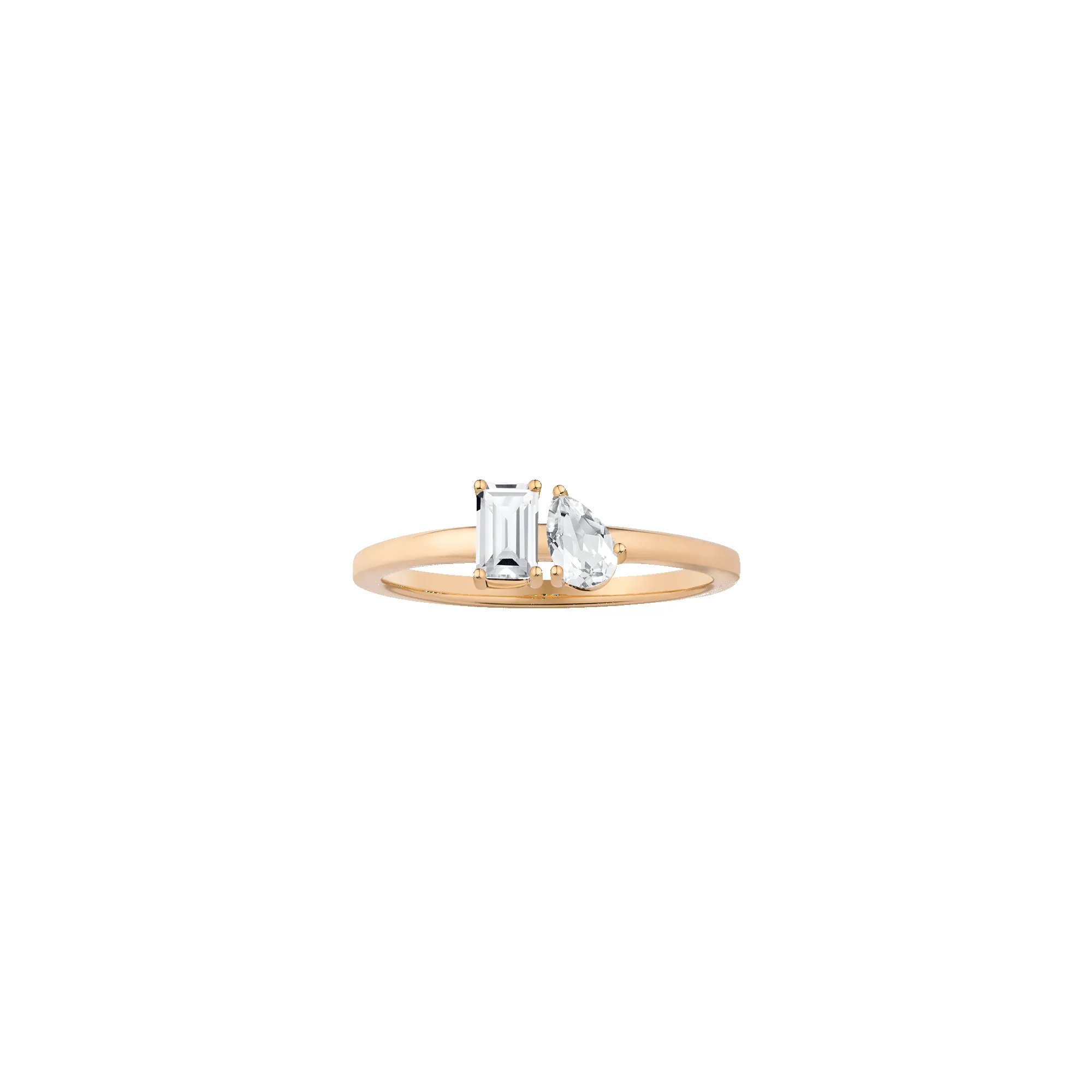 Toi et Moi Gemstone Mini Classic Ring - White Topaz & White Topaz sold by Aurate