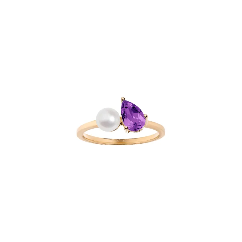 Pearl Toi et Moi Ring - Amethyst sold by Aurate