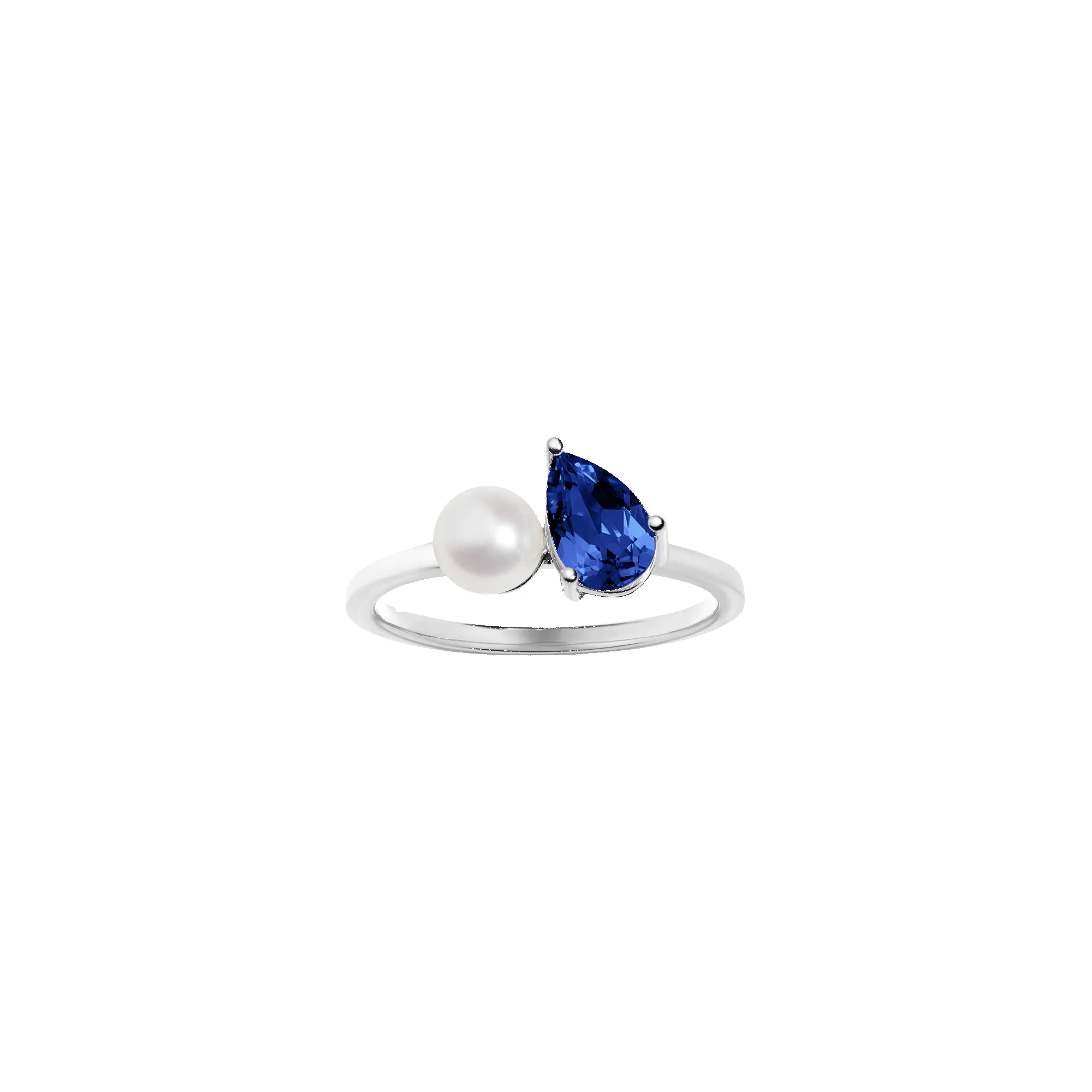 Pearl Toi et Moi Ring - Blue Sapphire sold by Aurate