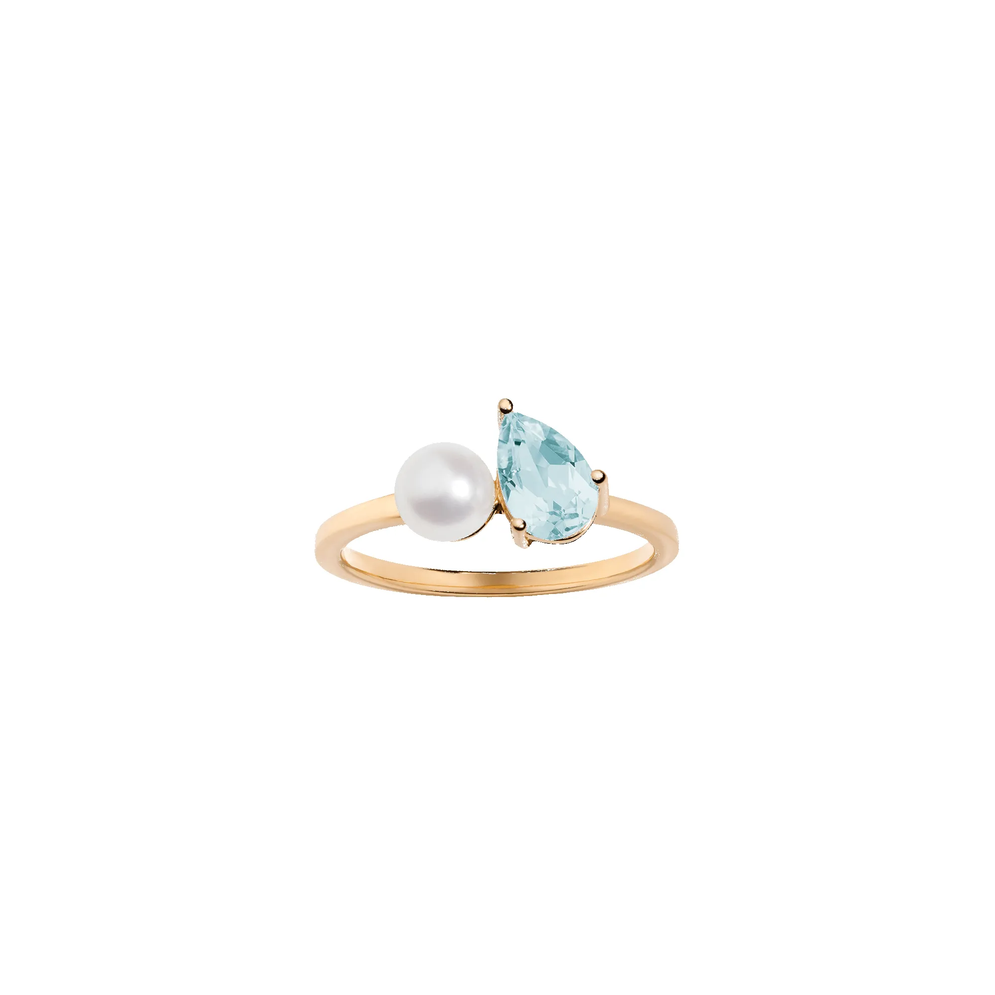 Pearl Toi et Moi Ring - Aquamarine sold by Aurate