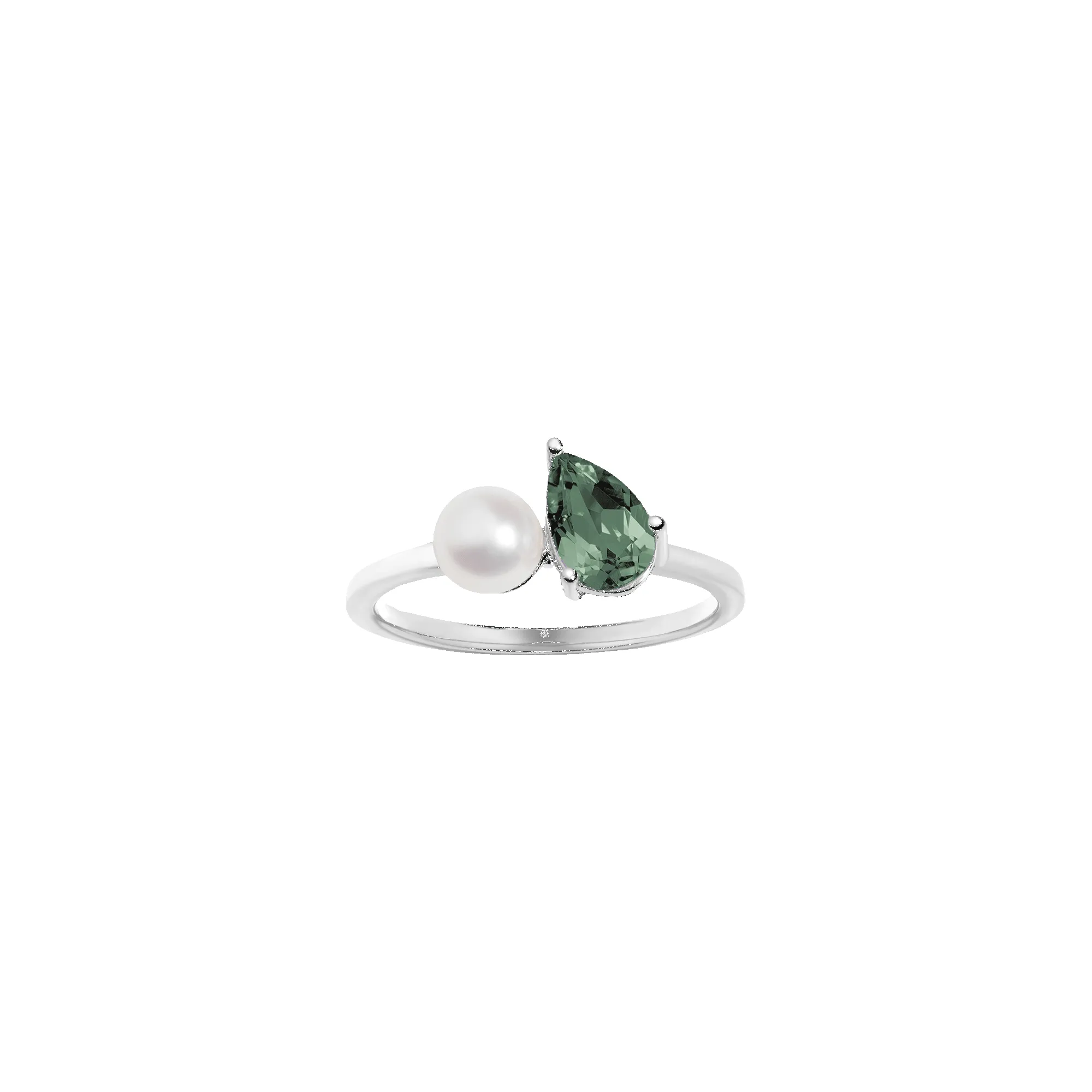 Pearl Toi et Moi Ring - Green Tourmaline sold by Aurate