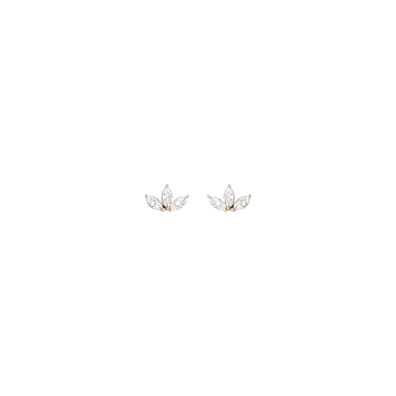 Lab Grown White Sapphire Crown Marquise Earrings sold by Aurate