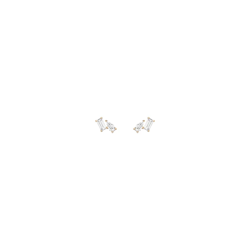 Lab Grown White Sapphire Toi et Moi Stud Earrings sold by Aurate