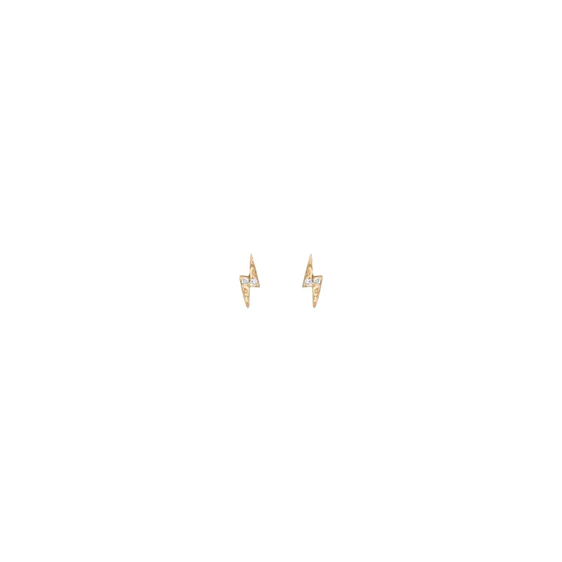 Lab Grown White Sapphire Bolt Stud Earrings - Flatback sold by Aurate