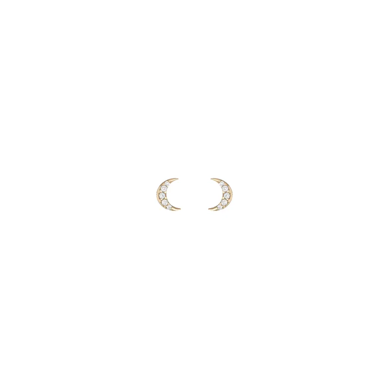 Lab Grown White Sapphire Moon Stud Earrings sold by Aurate