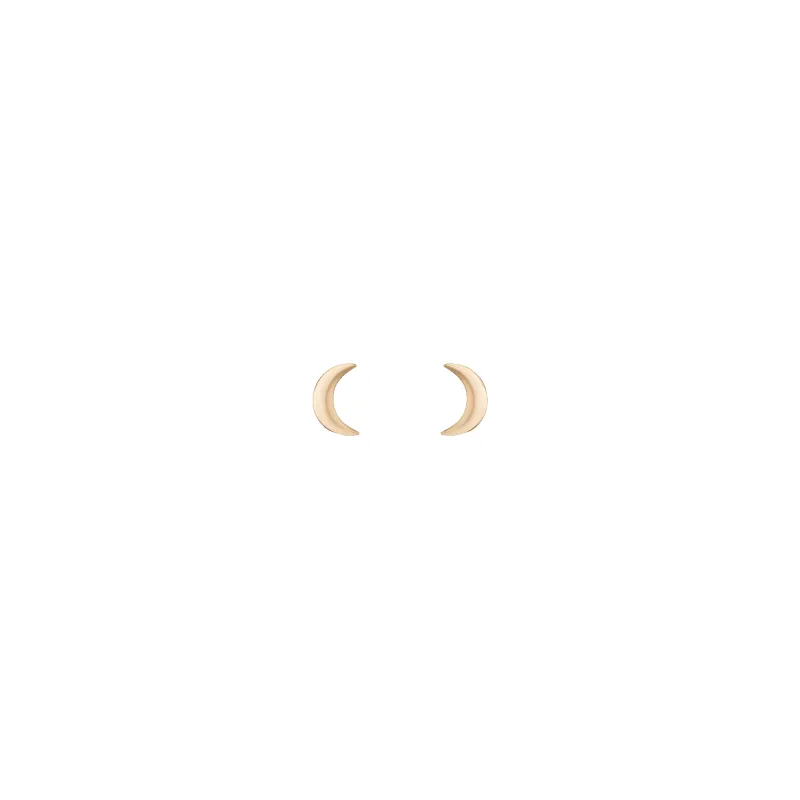 Gold Moon Stud Earrings - Flat Back sold by Aurate