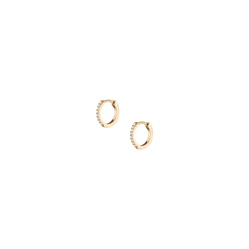 Petite Lab Grown White Sapphire Huggie Earrings sold by Aurate