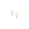 Lab Grown White Sapphire Drop Huggie Earrings sold by Aurate