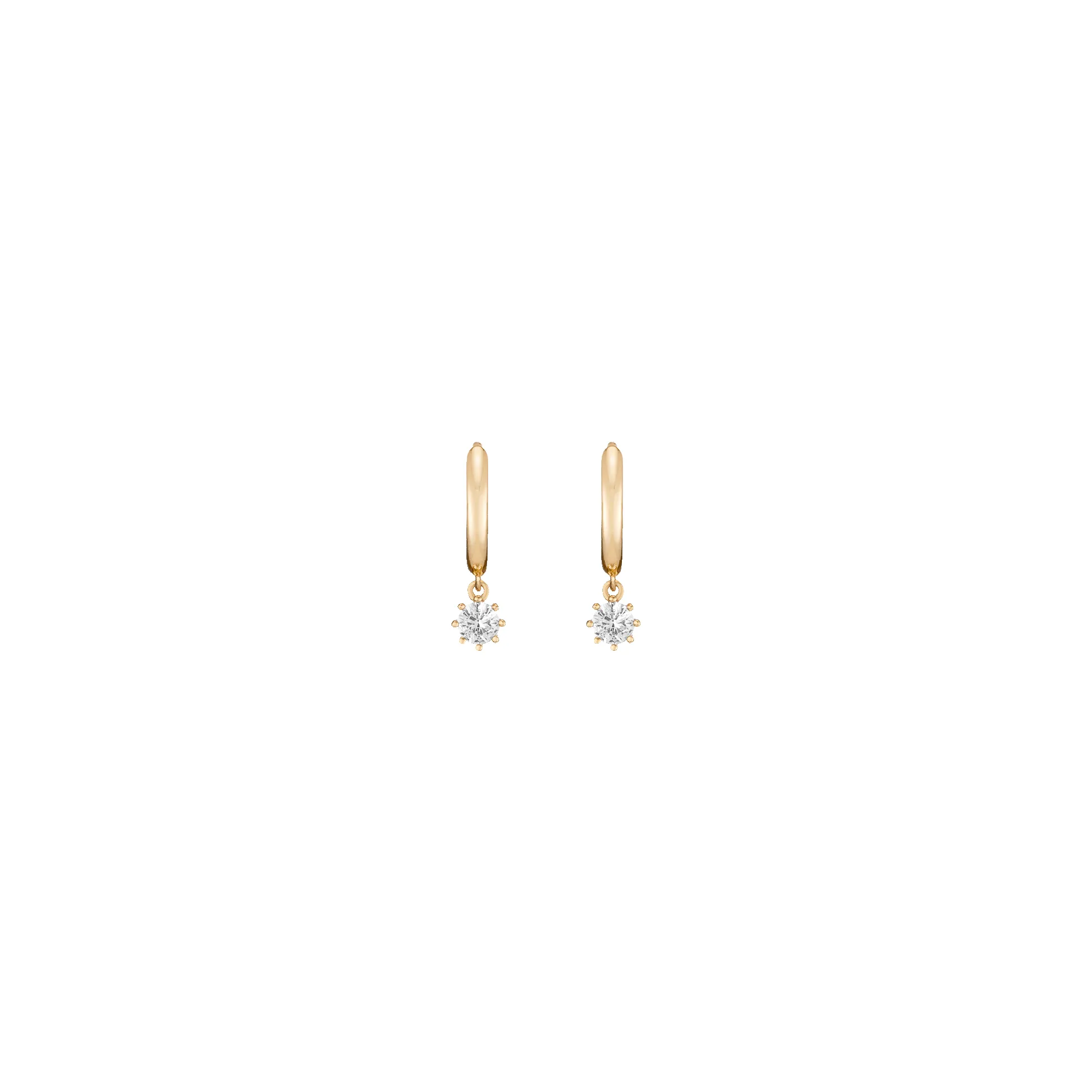 Lab Grown White Sapphire Drop Huggie Earrings sold by Aurate