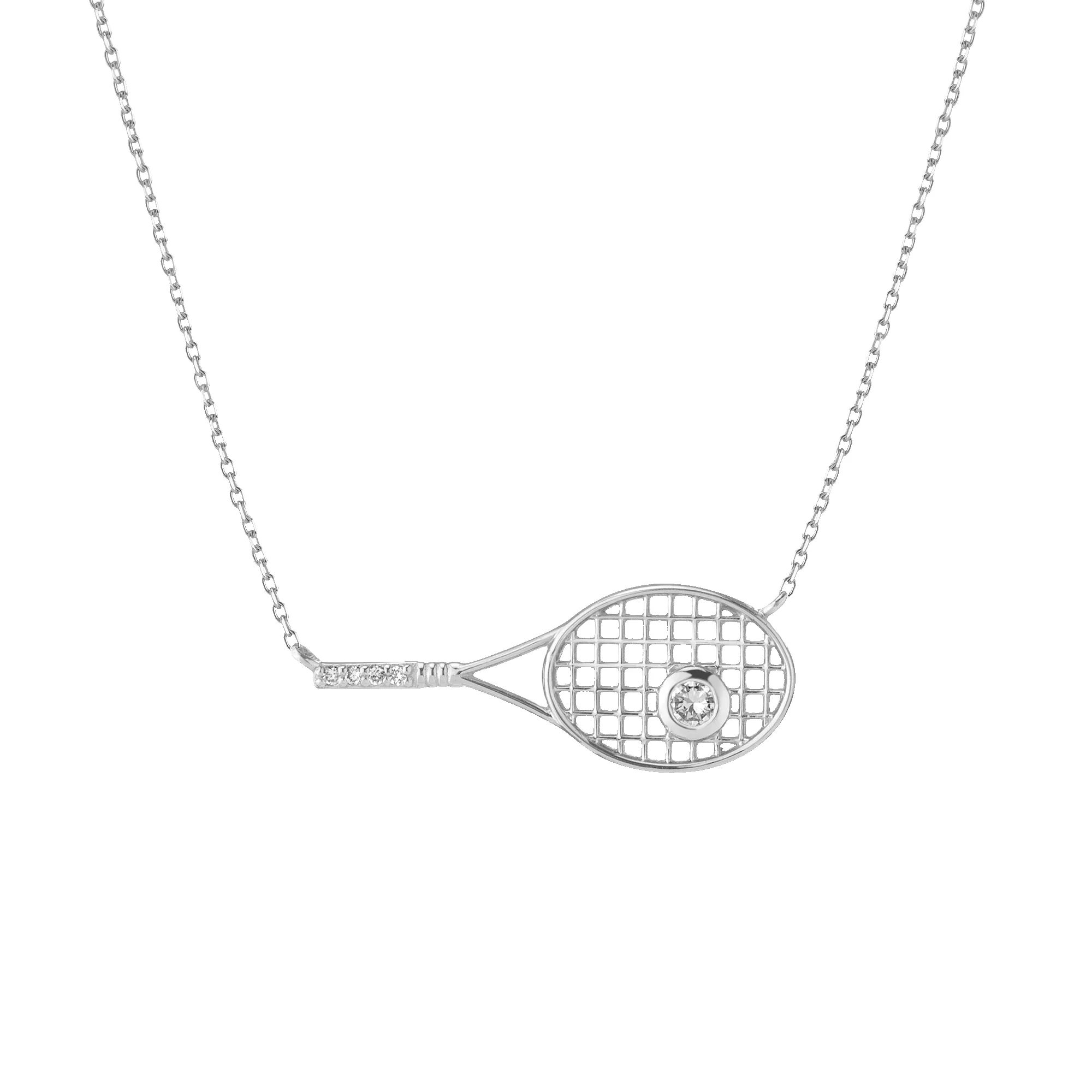 Lab Grown White Sapphire Tennis Racket Necklace sold by Aurate product image thumbnail 2