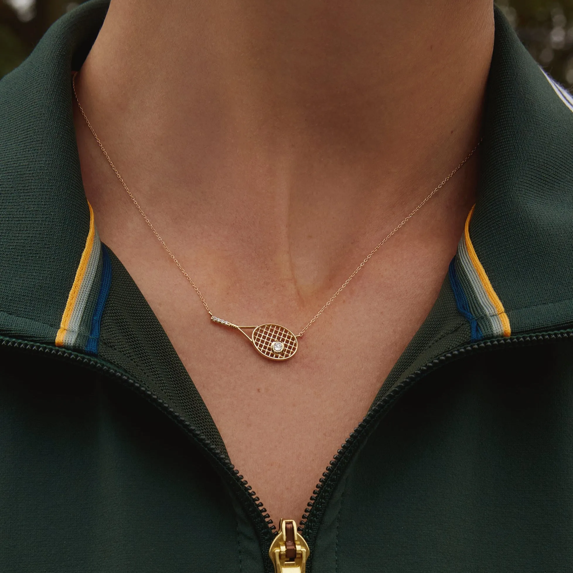 Lab Grown White Sapphire Tennis Racket Necklace sold by Aurate product image thumbnail 5