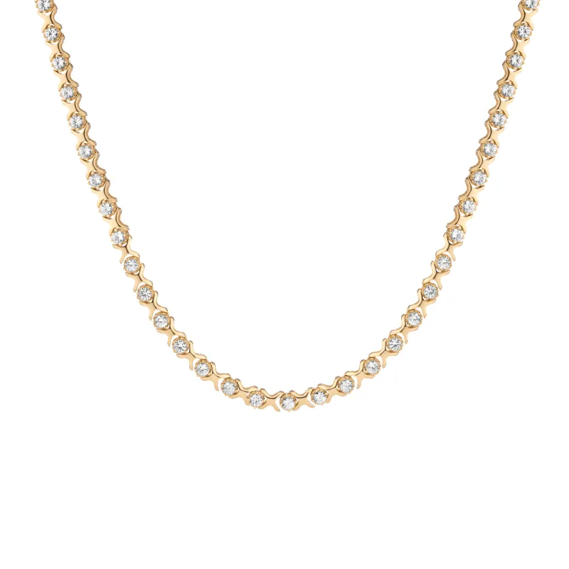 Bold Lab Grown White Sapphire X Estate Tennis Necklace sold by Aurate