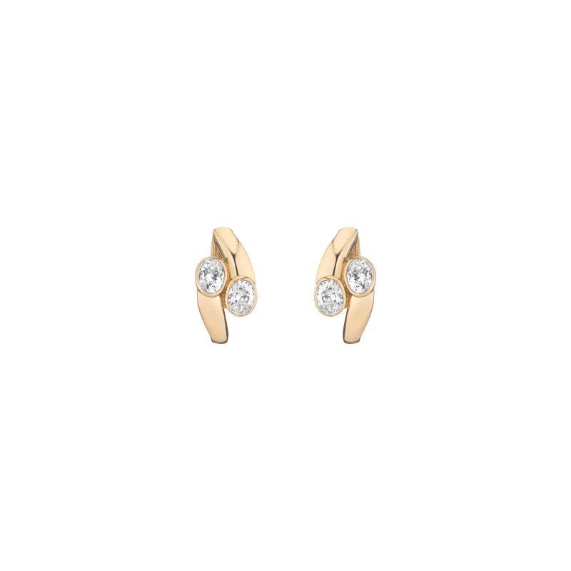 Lab Grown White Sapphire Ellipse Earrings sold by Aurate