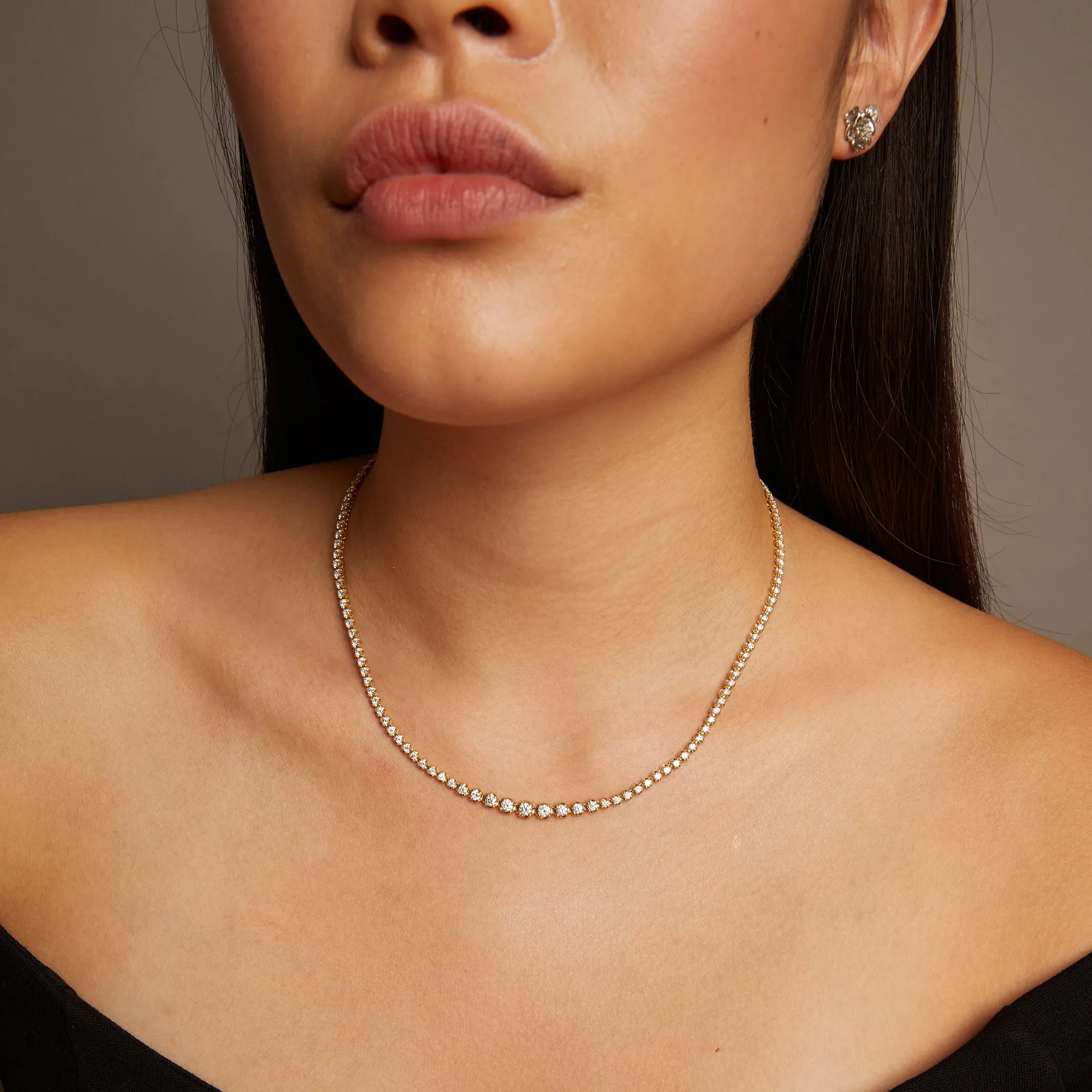 4ct Lab Grown Diamond Graduated Tennis Necklace sold by Aurate product image thumbnail 5