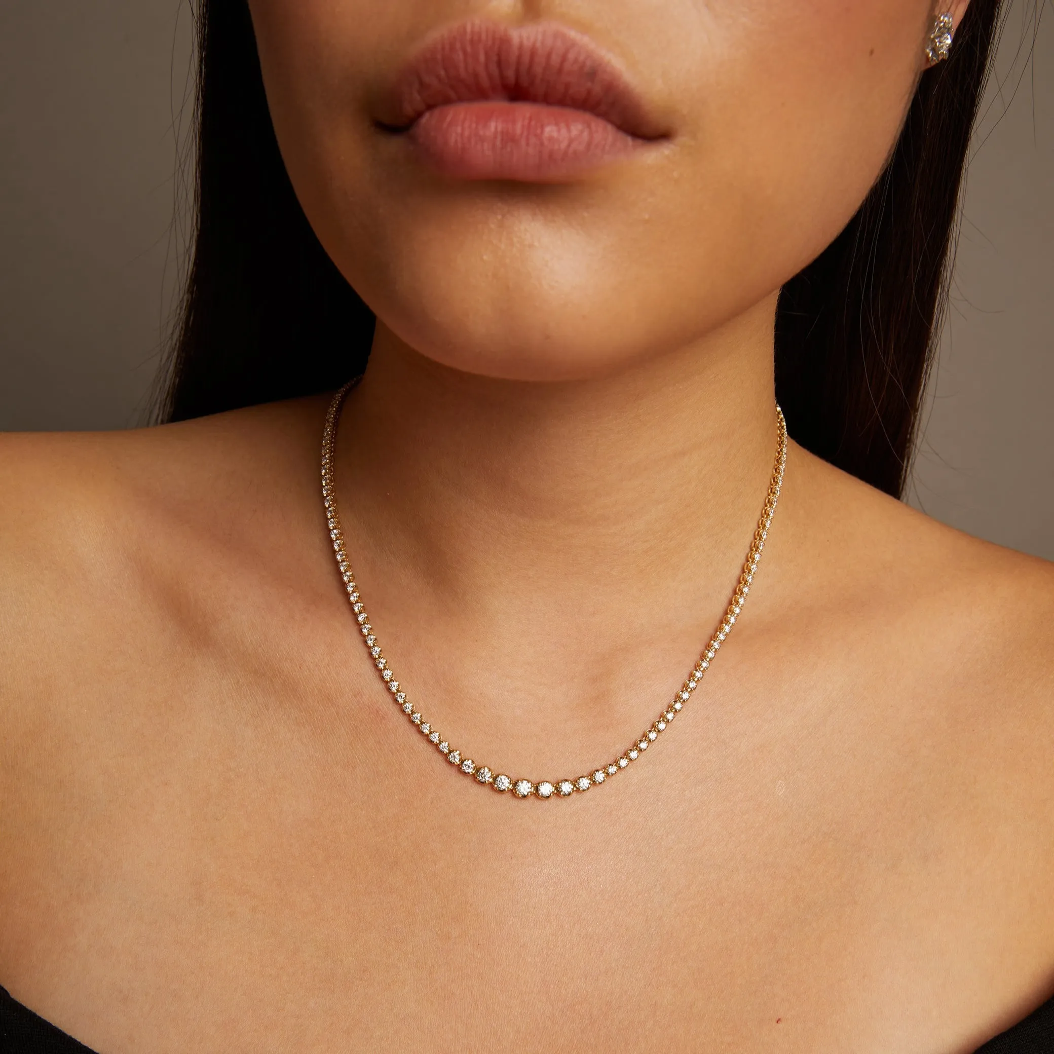 4ct Lab Grown Diamond Graduated Tennis Necklace sold by Aurate product image thumbnail 4