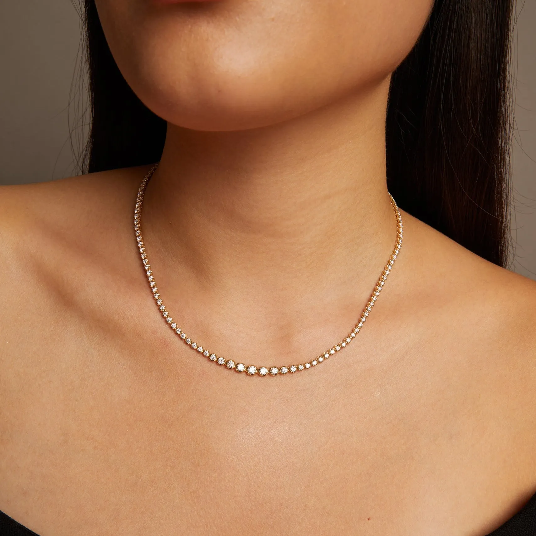 4ct Lab Grown Diamond Graduated Tennis Necklace sold by Aurate product image thumbnail 3