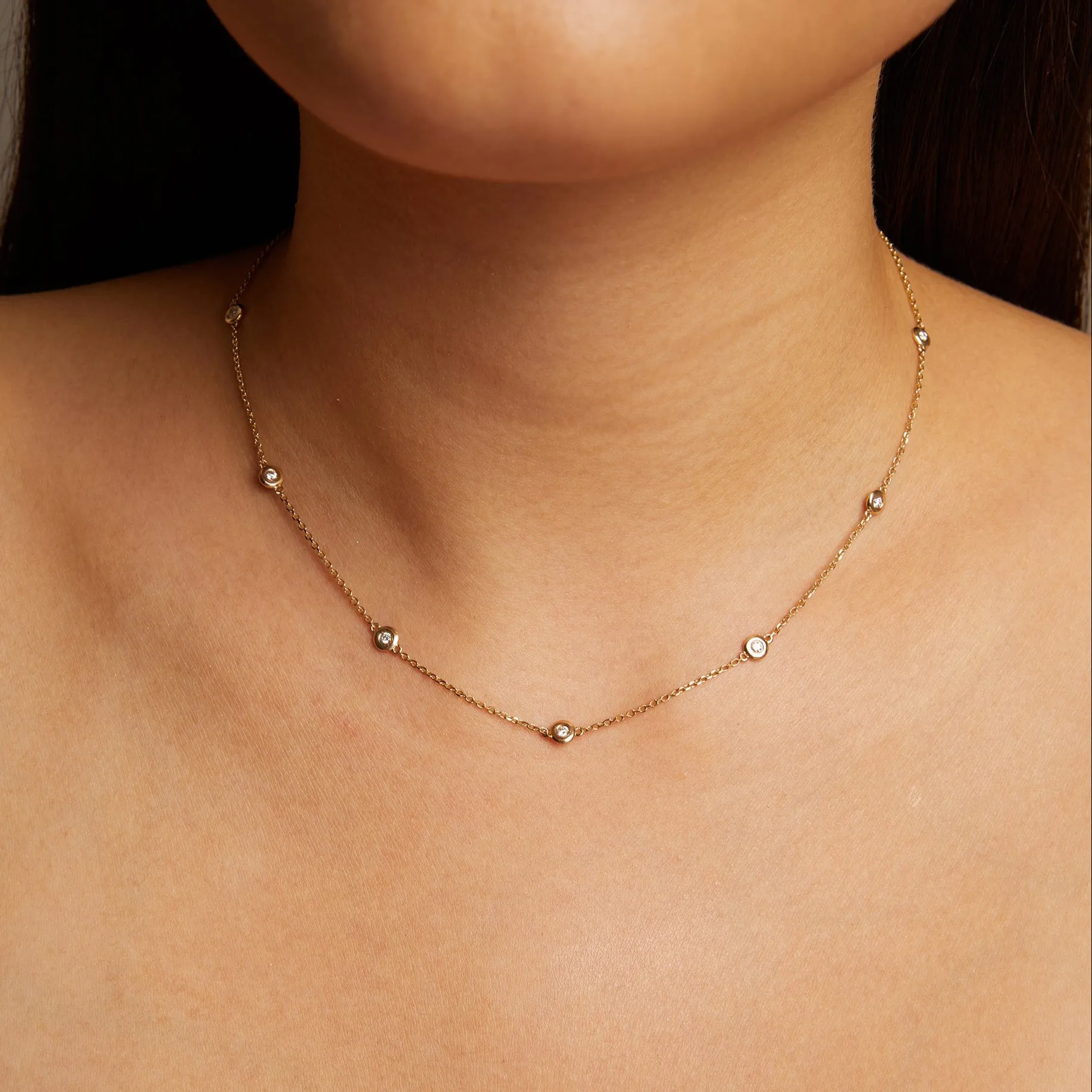 Bold Lab Grown Diamond Station Necklace sold by Aurate product image thumbnail 3