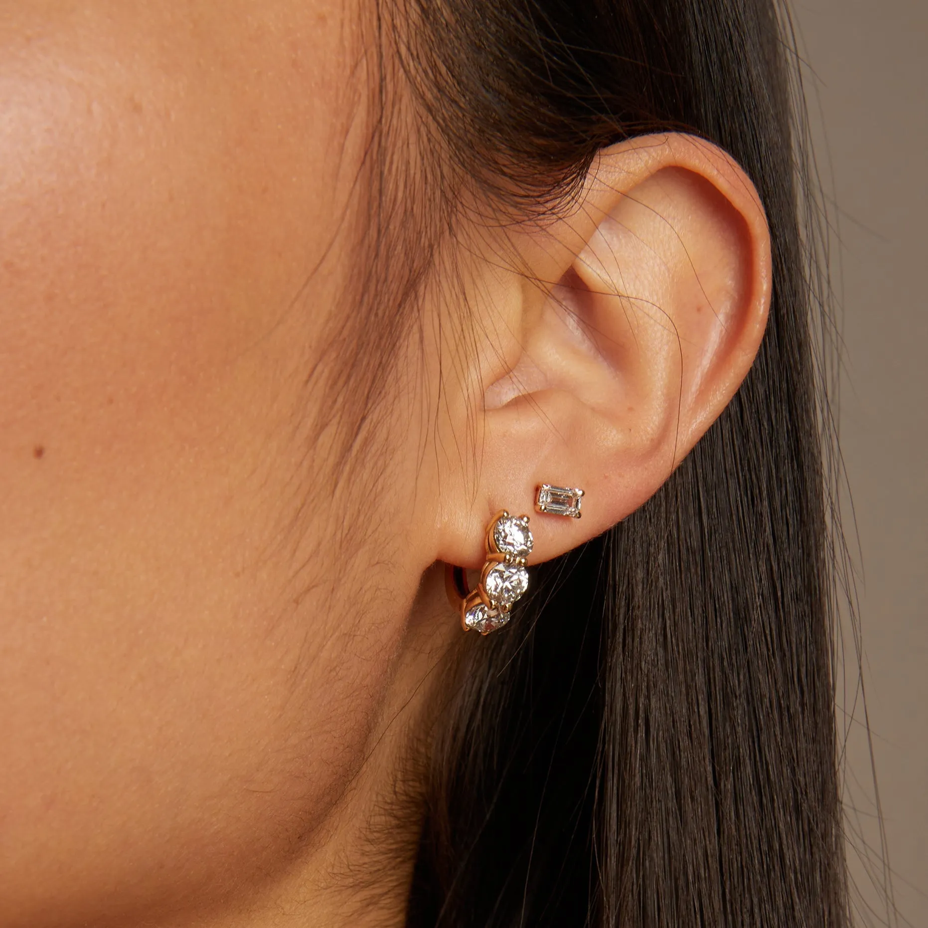 0.5ct Emerald Lab Grown Diamond Stud Earrings sold by Aurate product image thumbnail 3