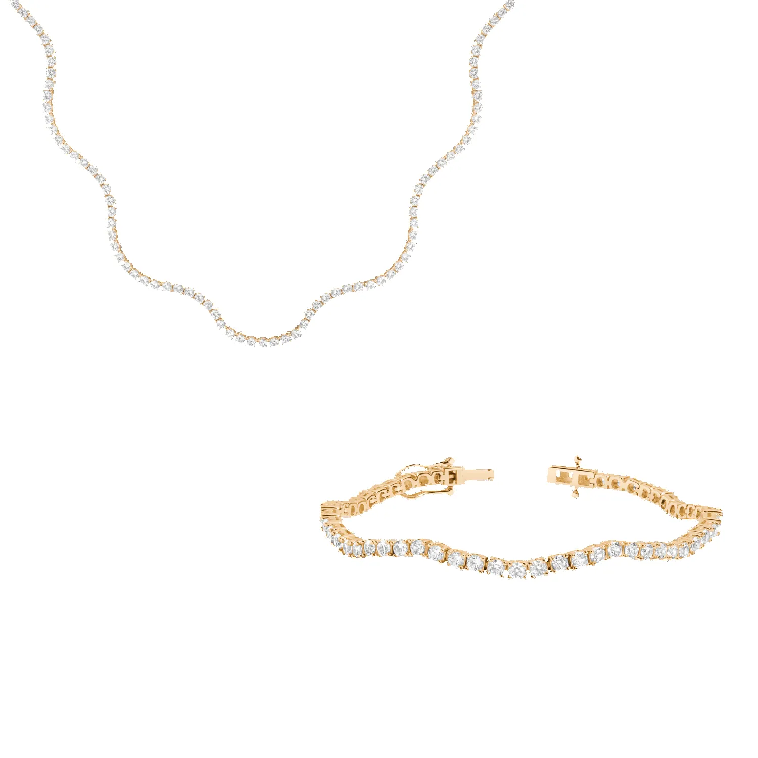 Lab Grown White Sapphire Wave Tennis Set sold by Aurate product image thumbnail 2