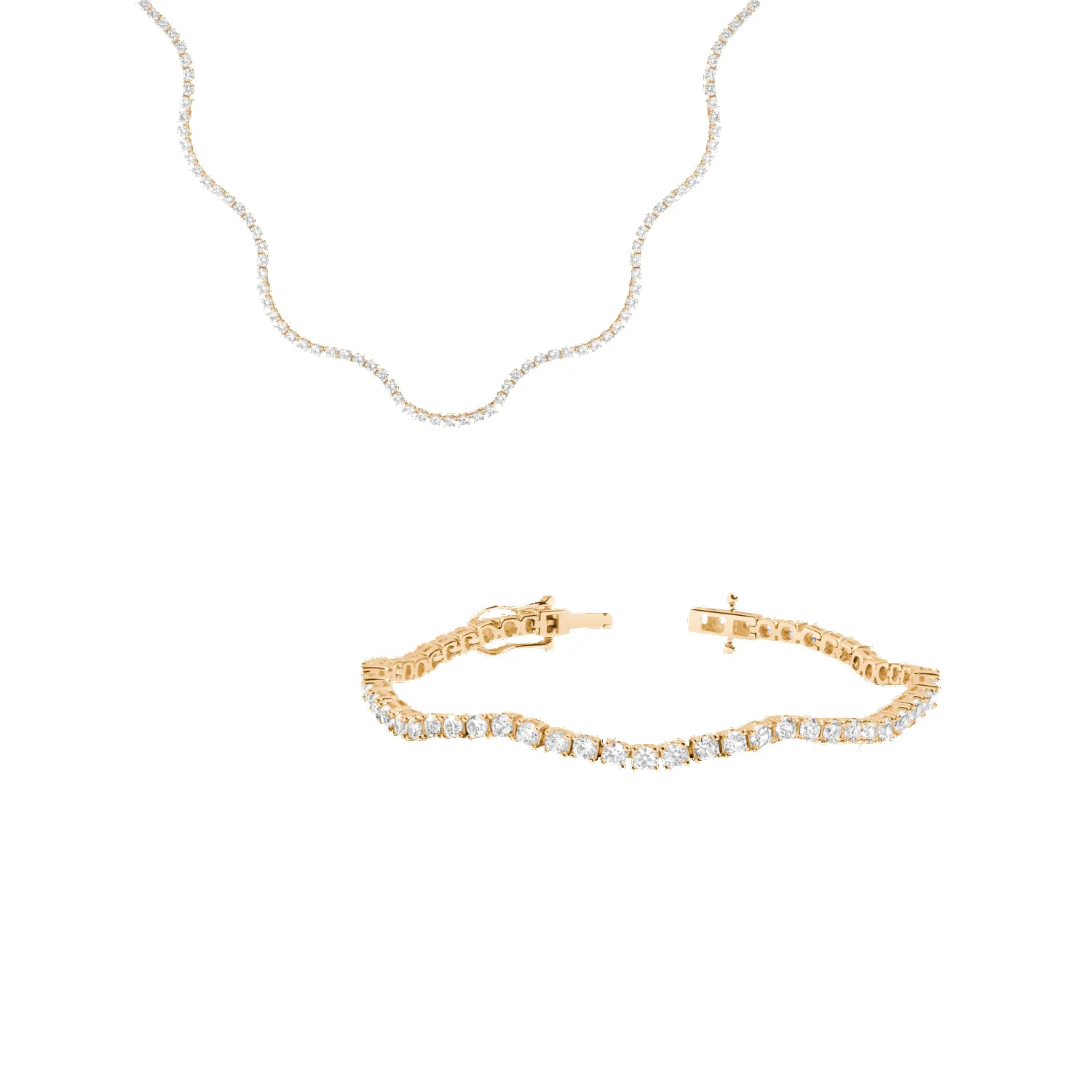 Lab Grown White Sapphire Wave Tennis Set sold by Aurate