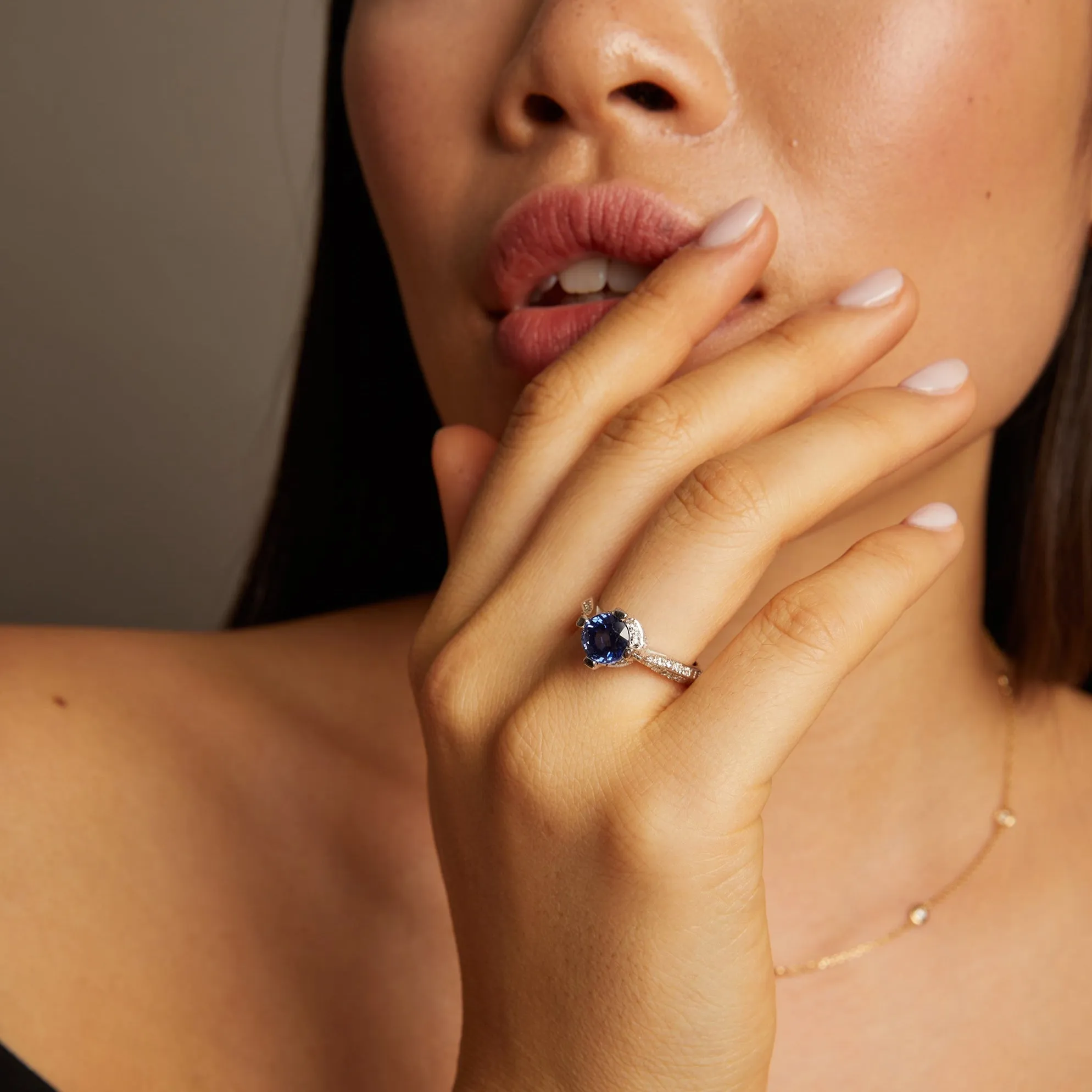 Vintage Royal Blue Sapphire and Diamond Ring sold by Aurate product image thumbnail 4