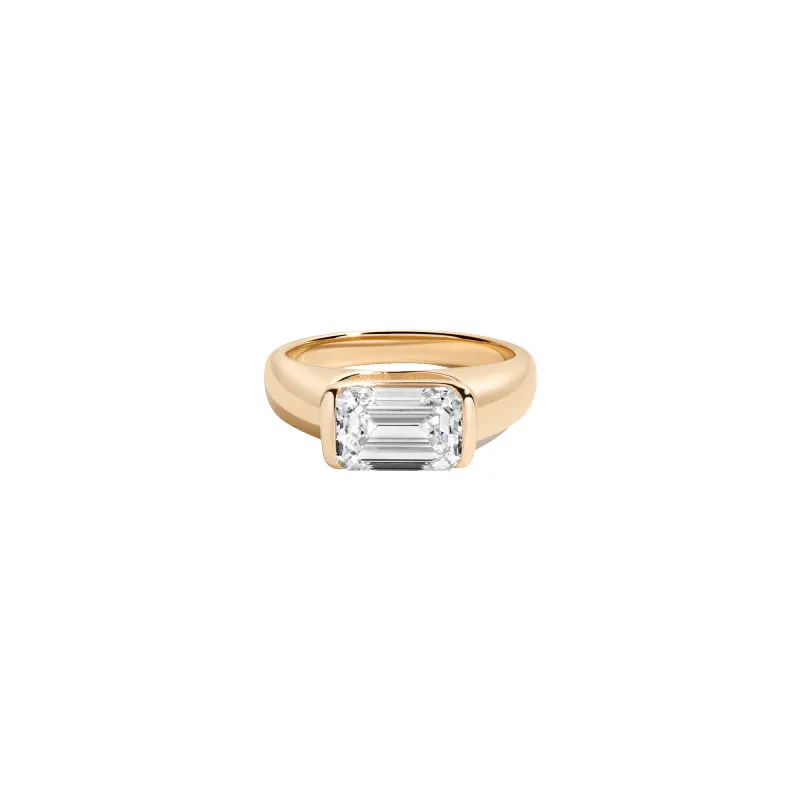 3ct Emerald Lab Grown Diamond Floating Signet Ring sold by Aurate