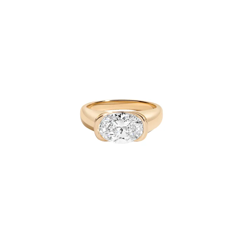 3ct Oval Lab Grown Diamond Floating Signet Ring sold by Aurate