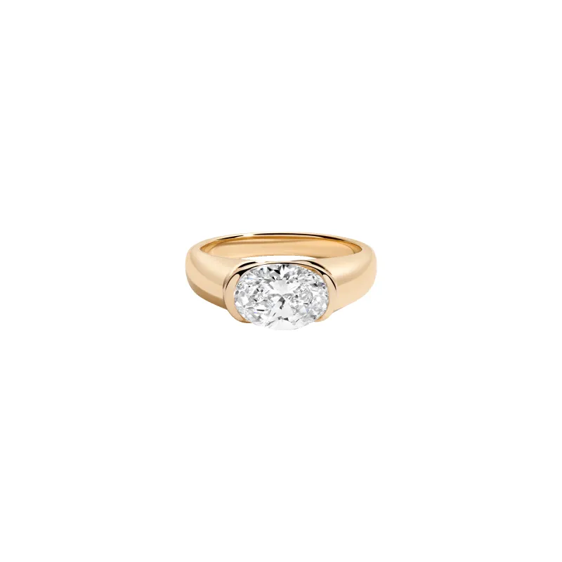 2ct Oval Lab Grown Diamond Floating Signet Ring sold by Aurate