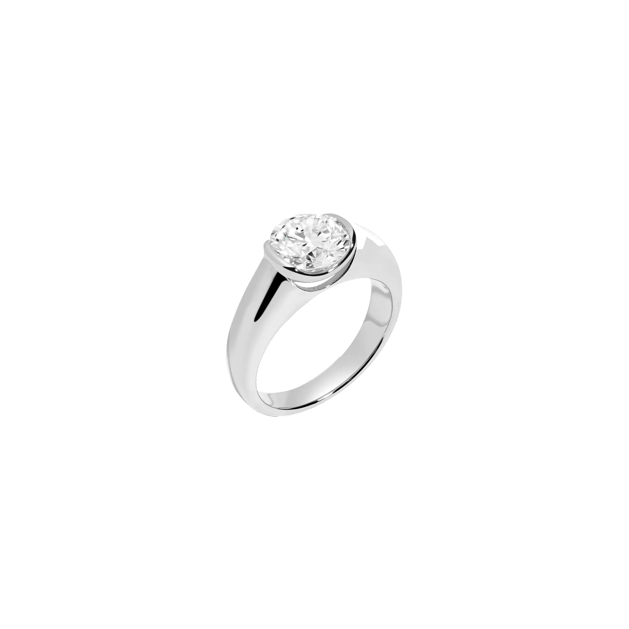 2ct Round Lab Grown Diamond Floating Signet Ring sold by Aurate product image thumbnail 4