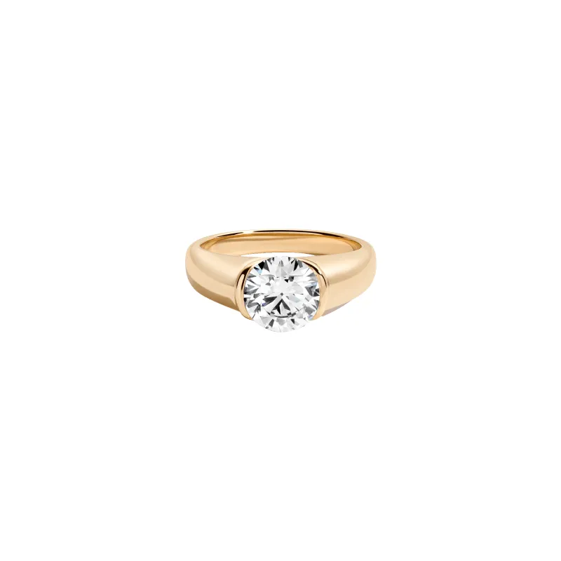 2ct Round Lab Grown Diamond Floating Signet Ring sold by Aurate
