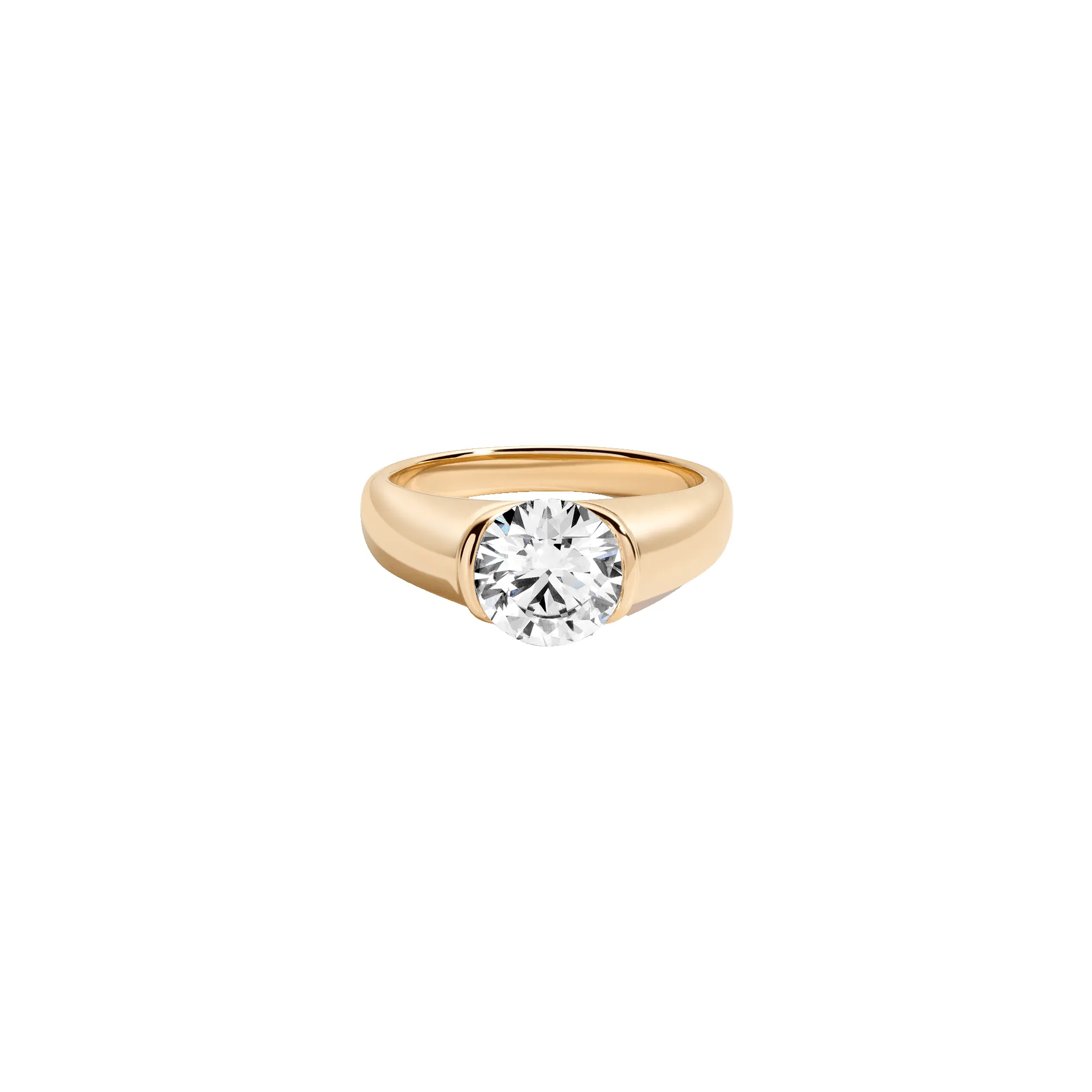 2ct Round Lab Grown Diamond Floating Signet Ring sold by Aurate