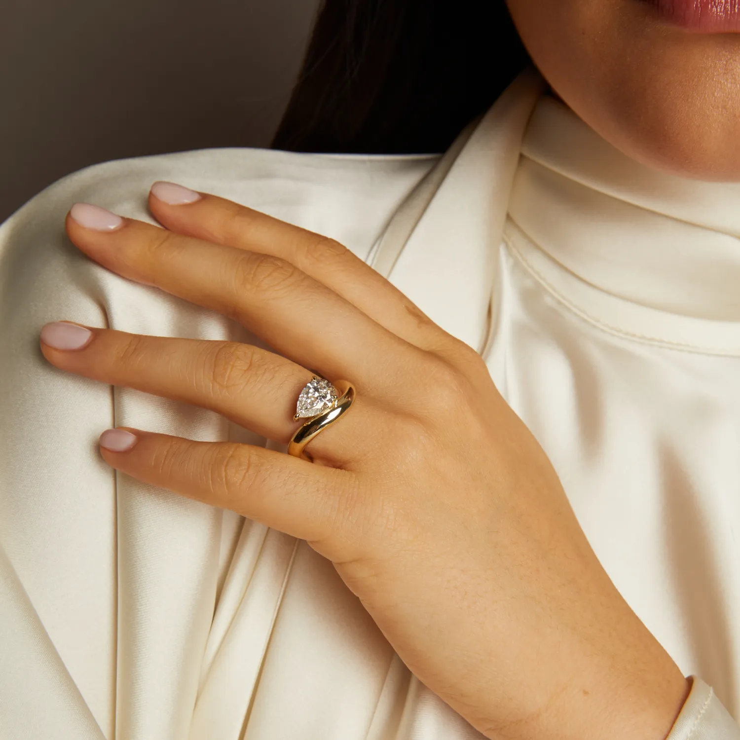 2ct Pear Lab Grown Diamond Floating Ring sold by Aurate product image thumbnail 5