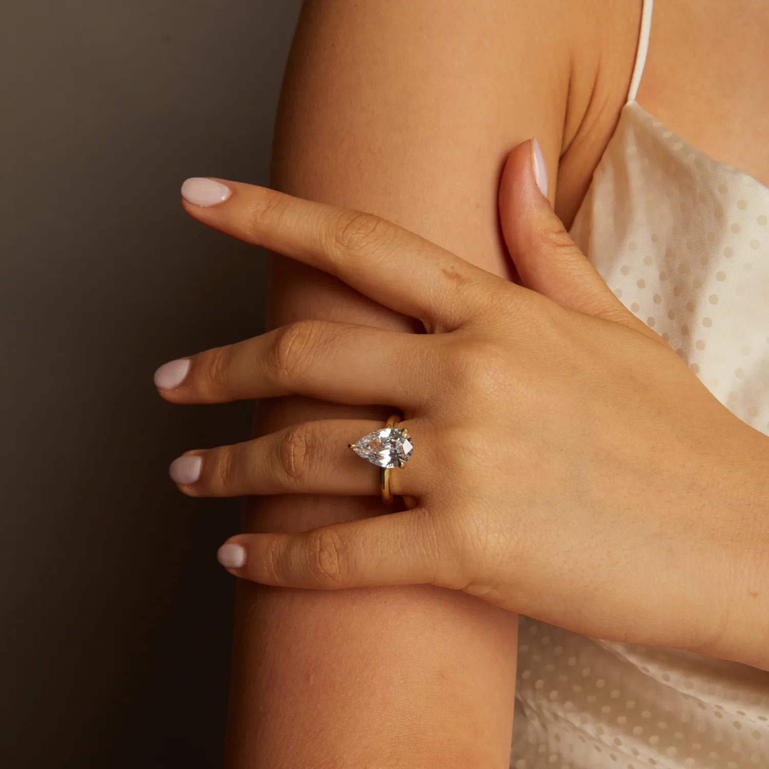 4ct Pear Lab Grown Diamond Solitaire Ring sold by Aurate product image thumbnail 5